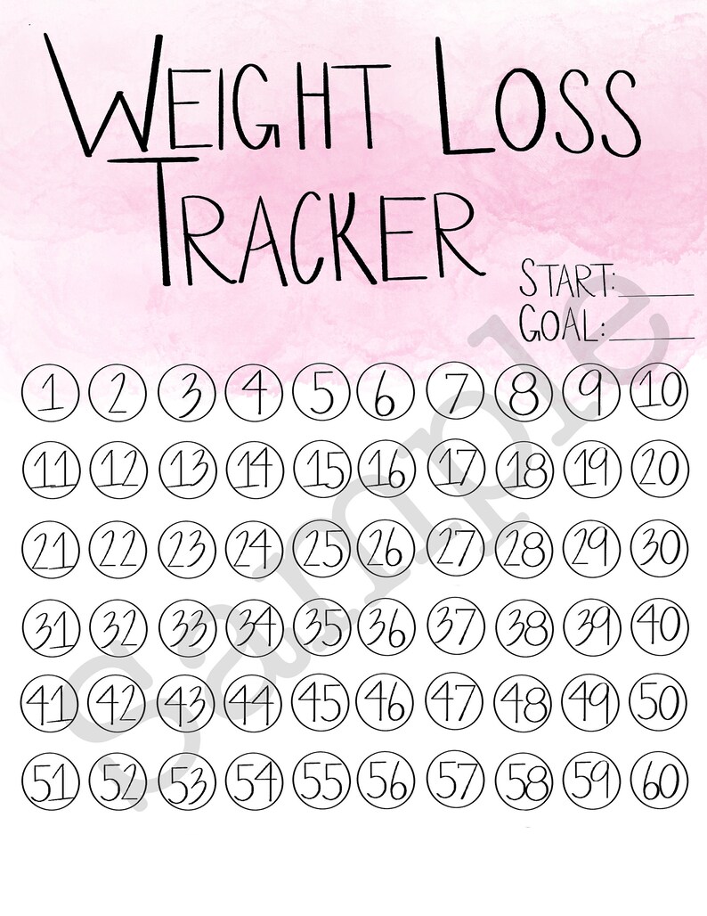 Motivational Weight Loss Tracker // 60lb Instant Download Etsy