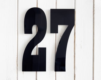 12 inch Modern House Numbers, Large Acrylic Address Sign, Western Apartment Door Numbers, Vertical or Horizontal - Black, White or Red, F12