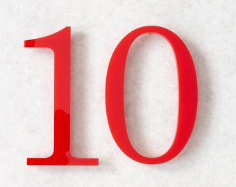 8 Inch Modern Acrylic Floating House Numbers - Black, White, Red