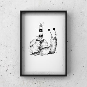 Risografía, serigrafía, cartel, A3, caracol, faro