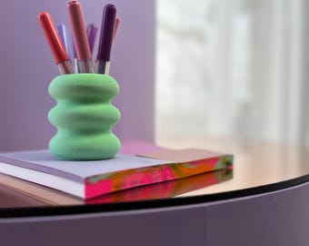 Pen holder- desk, organizer, compartments, pens, school, office supplies, bubble design