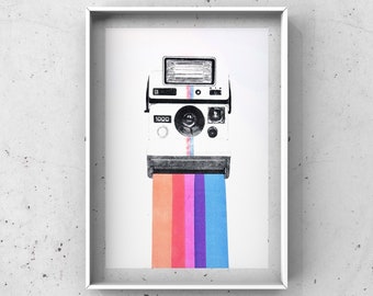 Risodruck, Siebdruck, Print, A3, Polaroid Camera, Retro, Rainbow, Riso, Edition