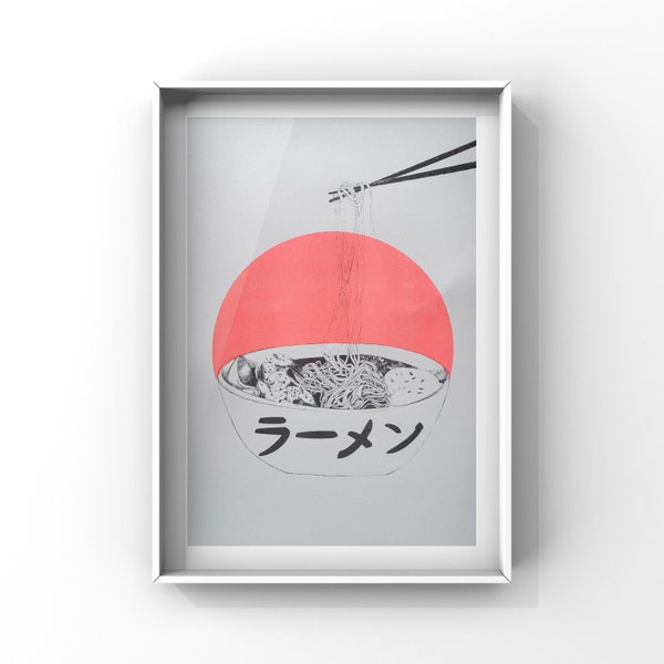 Ramen - Poster, Screenprint, Print, A3, Art Print, Risograph, Risoprint, Japan, Ramen Soup,