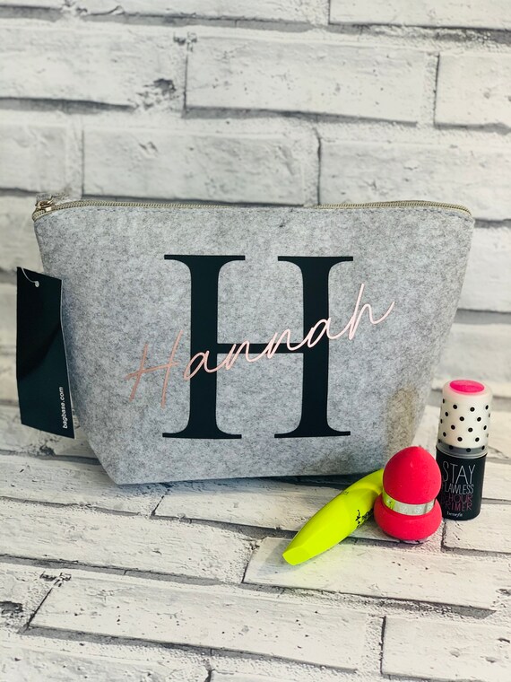Canvas Makeup Bag with Name & Initial - Personalized Brides