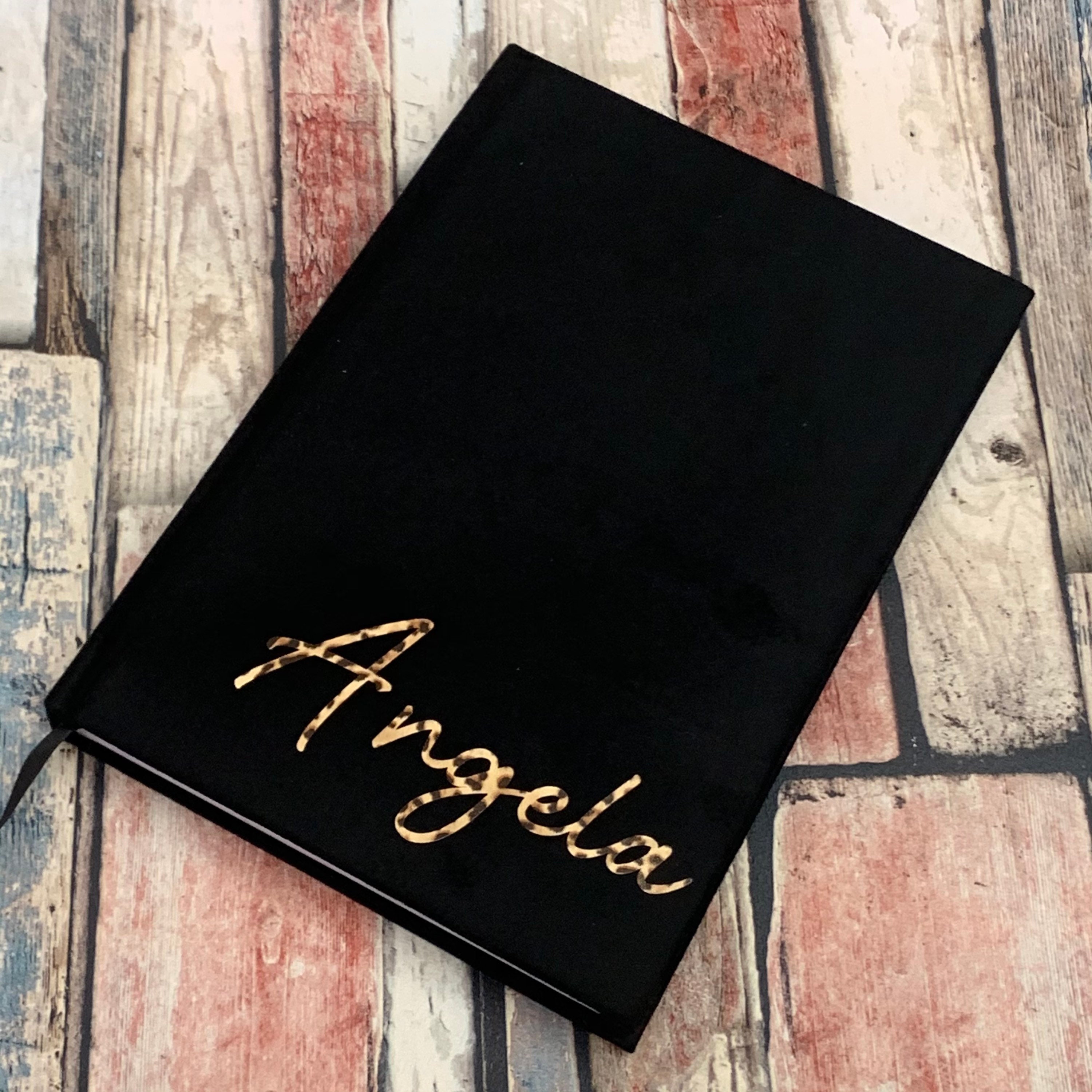 Luxury A5 Velvet Personalised Notebook a notepad Black & Grey Etsy