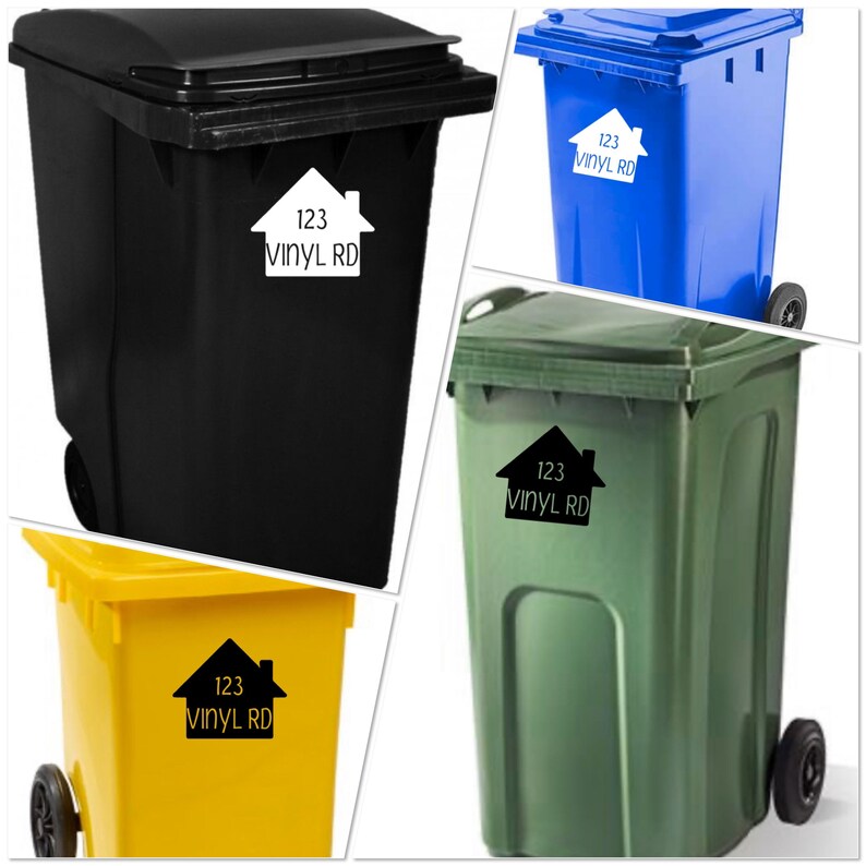 Wheelie Bin Vinyl Stickers Home Address Bins Outdoor Wheely Etsy