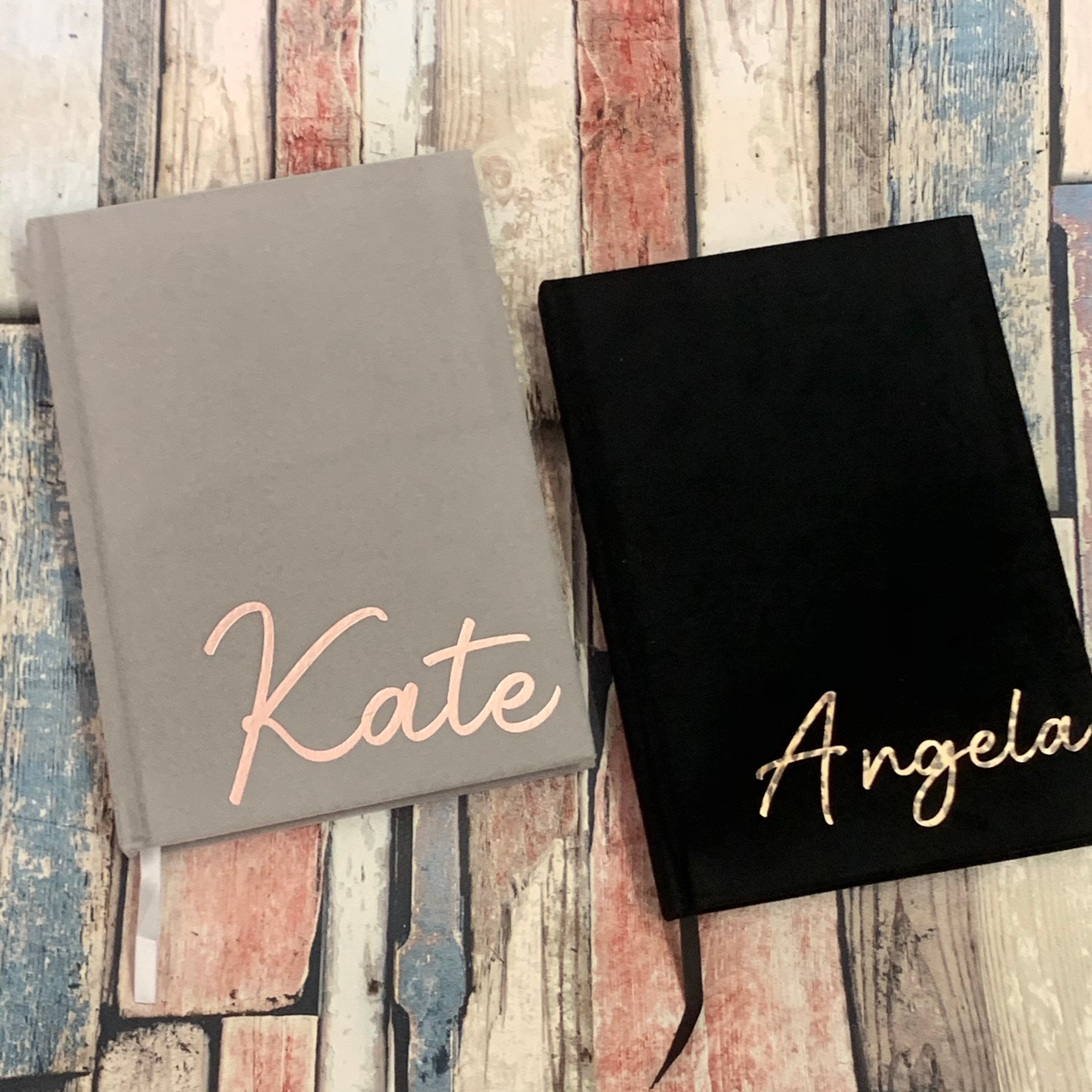 Luxury A5 Velvet Personalised Notebook a notepad Black & Grey Etsy