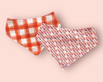Team Leftovers Reversible Dog Bandana: Fall Plaid Pet Scarf, Handmade Bandana, Snap On, Tie On, or Over-the-Collar Style