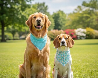 Barkday (BLUE) Dog Bandana: Reversible Cotton Birthday Pet Scarf, Optional Personalization, Snap On, Tie On, or Over-the-Collar Style