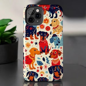 Dachshund Phone Case | Cute Dog iPhone Cover |Tough Phone Cases | Pet Lover Gift | Colorful Wiener Dog Samsung Case | Doxie Lovers Gift