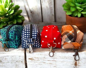 Handmade Dog Poop Bag Dispenser: Zippered Leash Pouch, Waste Bag Leash Accessory