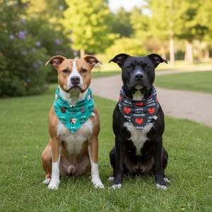 Don't Bully My Breed Dog Bandana: Reversible Pit Bull Bandanna, Snap On or Slip-On/Over-the-Collar Style