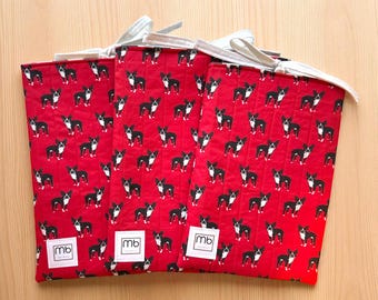 Boston Terrier Quilted Book Sleeve: Dog Lover Gift, Handmade in USA