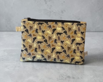 Lab Lover Quilted Zipper Pouch: Handmade Cotton Coin Wallet, Gift for Labrador Retriever Lovers, Ready to Ship