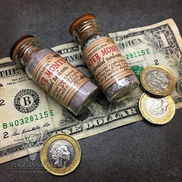 Paper Money Shreds & Powder - Zuggans - Wicca Witchcraft Hoodoo Voodoo Tools Magick