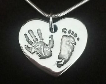 Handprint & Footprint Heart Necklace