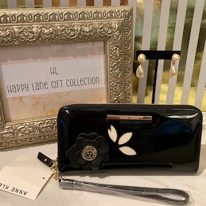 Colección HL ~ Cartera Anne Klein y colgantes de lágrima de perla vintage ~ Cartera de charol, pendientes de lágrima de perla vintage de los años 70 ¡ENVÍO GRATIS!