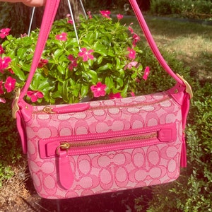 Original COACH DEMI Bag Signature Jacquard Brass Petunia Pink