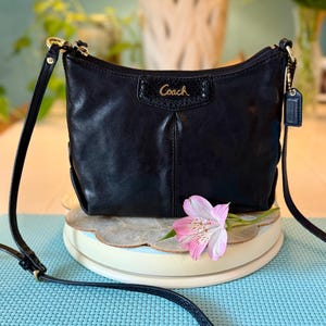 Coach Ashley Python Embossed Leather Crossbody Bag: Pleated Black Purse