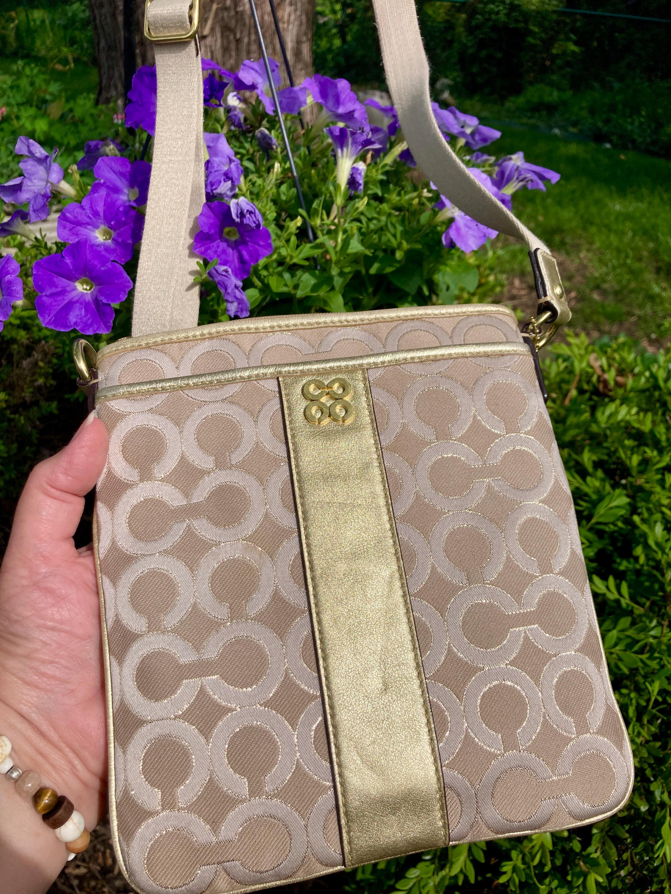 Vintage Coach Crossbody Bag: Metallic Gold Signature C, Y2K - Etsy