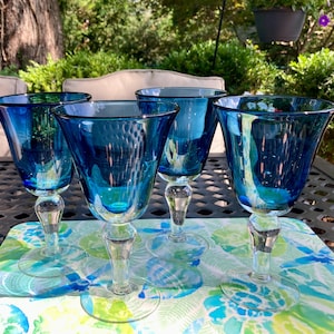 Hand Blown Slate Blue Wine Glasses - Artland Salute - Set of 4