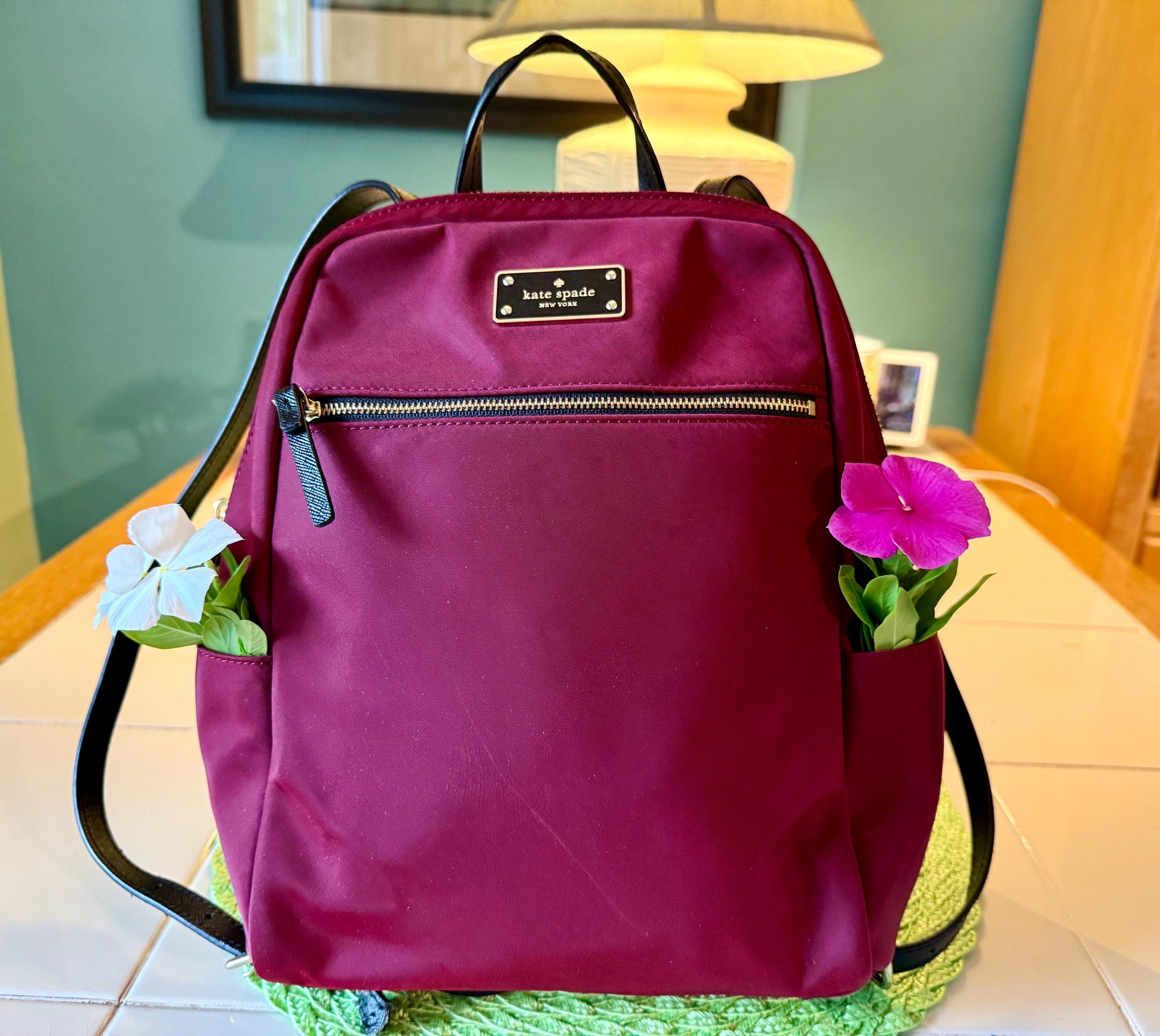 Burgundy Nylon Backpack - Etsy