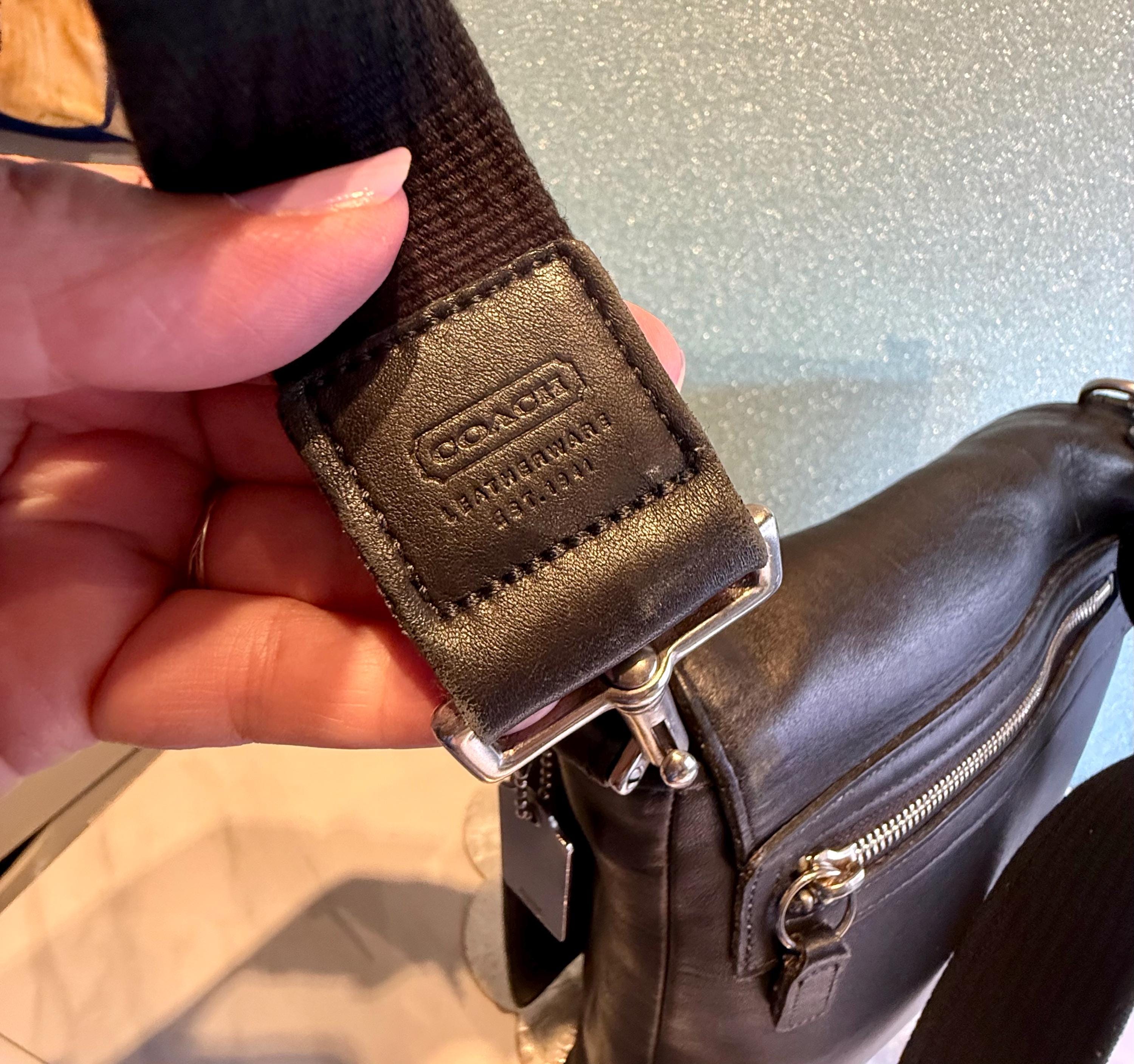 Vintage Coach Black Leather Messenger Bag: Legacy Metro Flap Bag