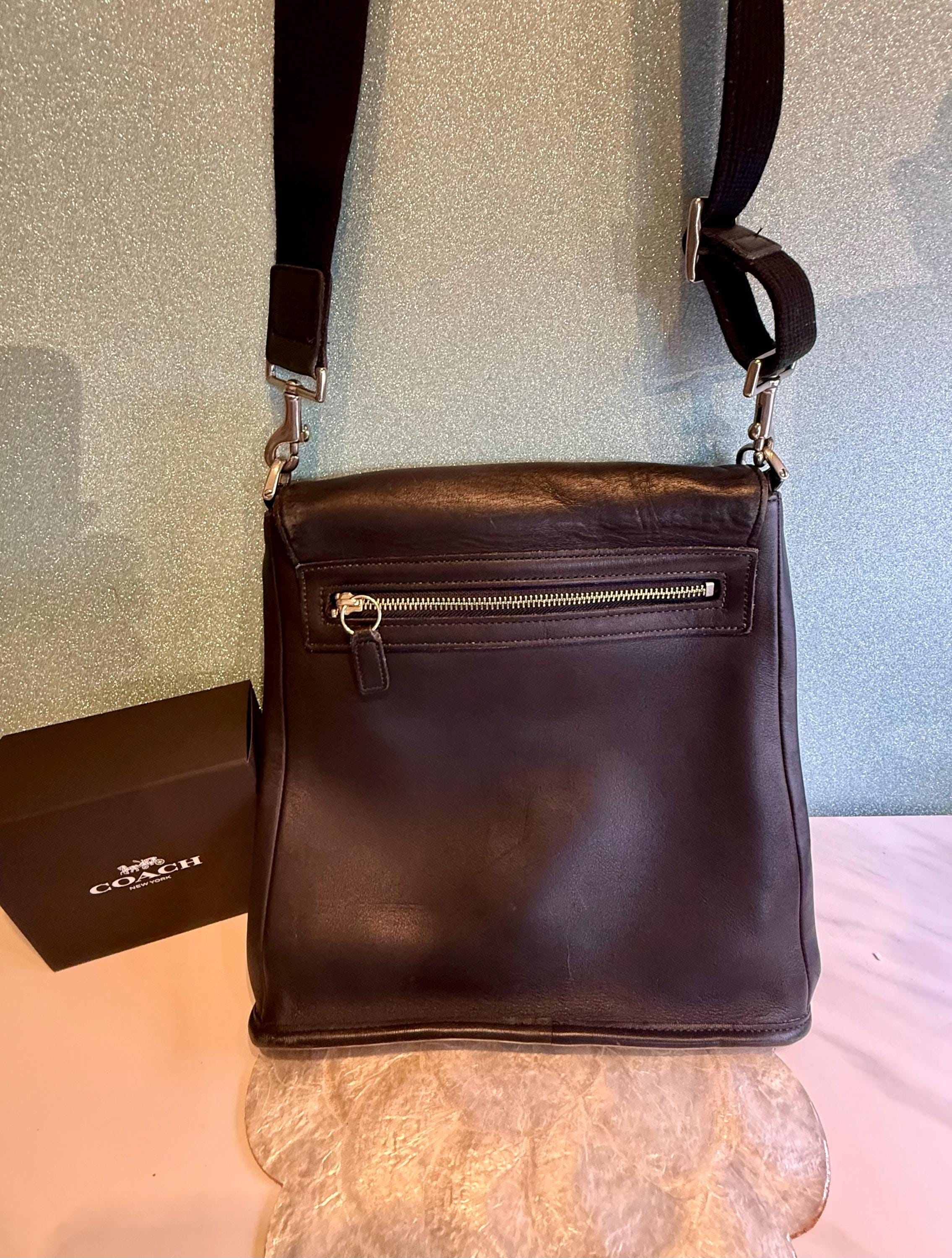 Vintage Coach Black Leather Messenger Bag: Legacy Metro Flap Bag