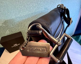 COACH Black Leather Messenger Bag: Vintage Legacy Metro Flap #9431