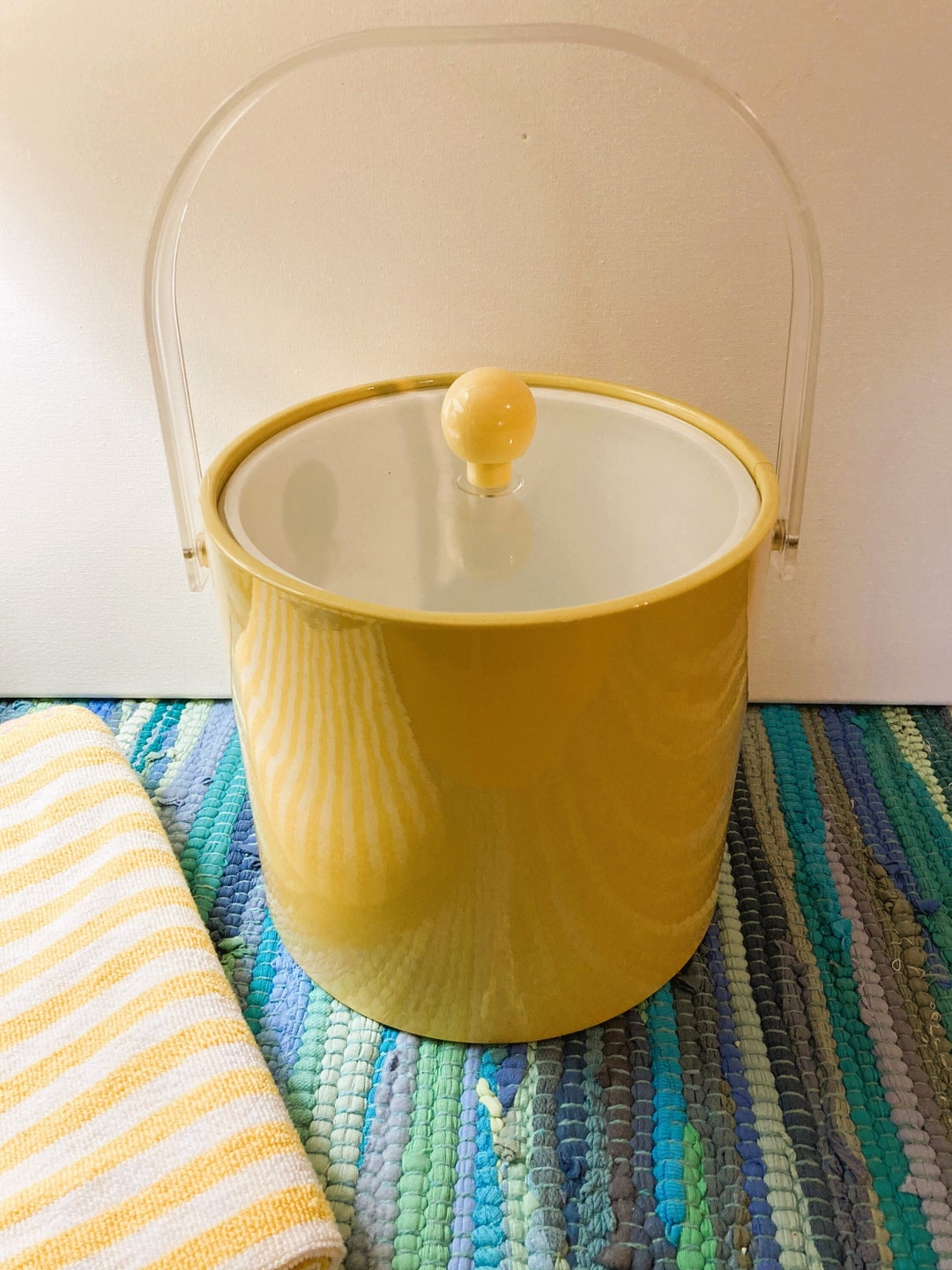 MCM butter Yellow ICE Bucket/ Midcentury/ Vintage Yellow Ice Bucket