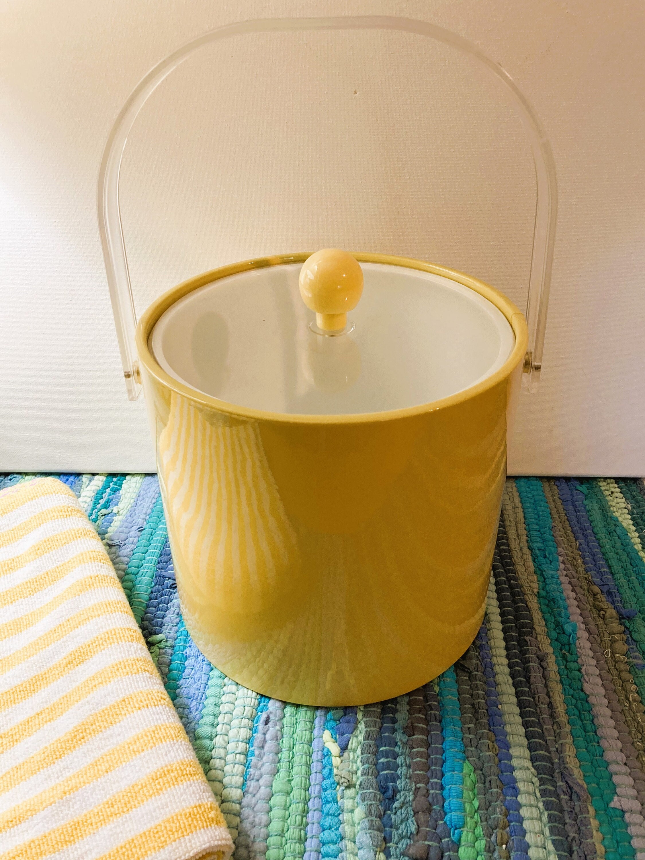 MCM butter Yellow ICE Bucket/ Midcentury/ Vintage Yellow Ice Bucket