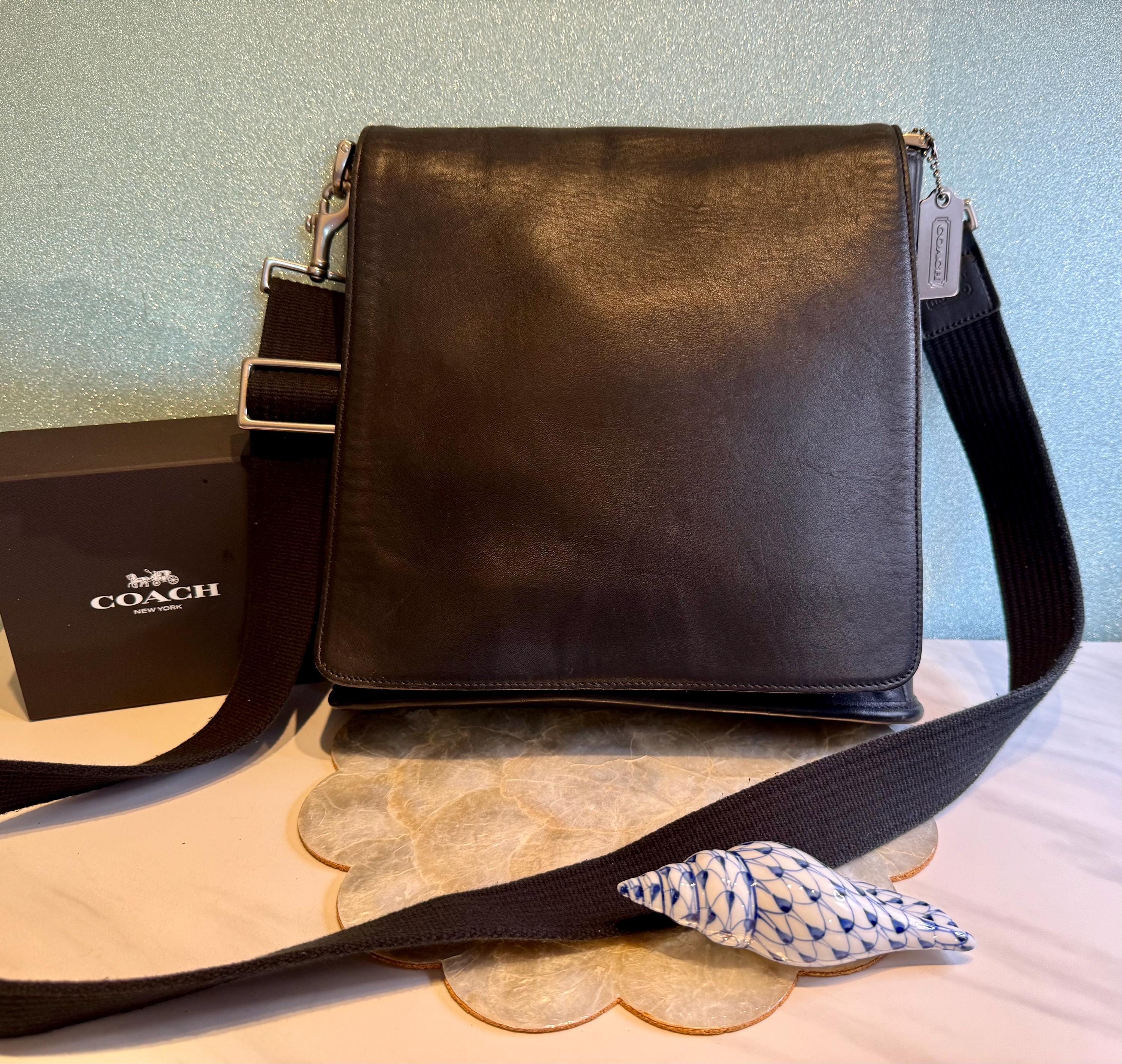 Vintage Coach Black Leather Messenger Bag: Legacy Metro Flap Bag