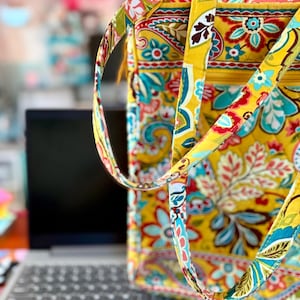 Vera Bradley “Provencal” Floral Laptop Bag, tablet, iPad & more Yellow Tote, 3 big Compartments FREESHIP