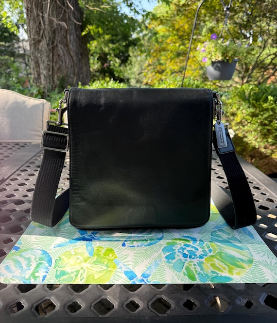 Vtg COACH Black Leather Bag: Vintage Legacy Metro Flap #9431 Great
