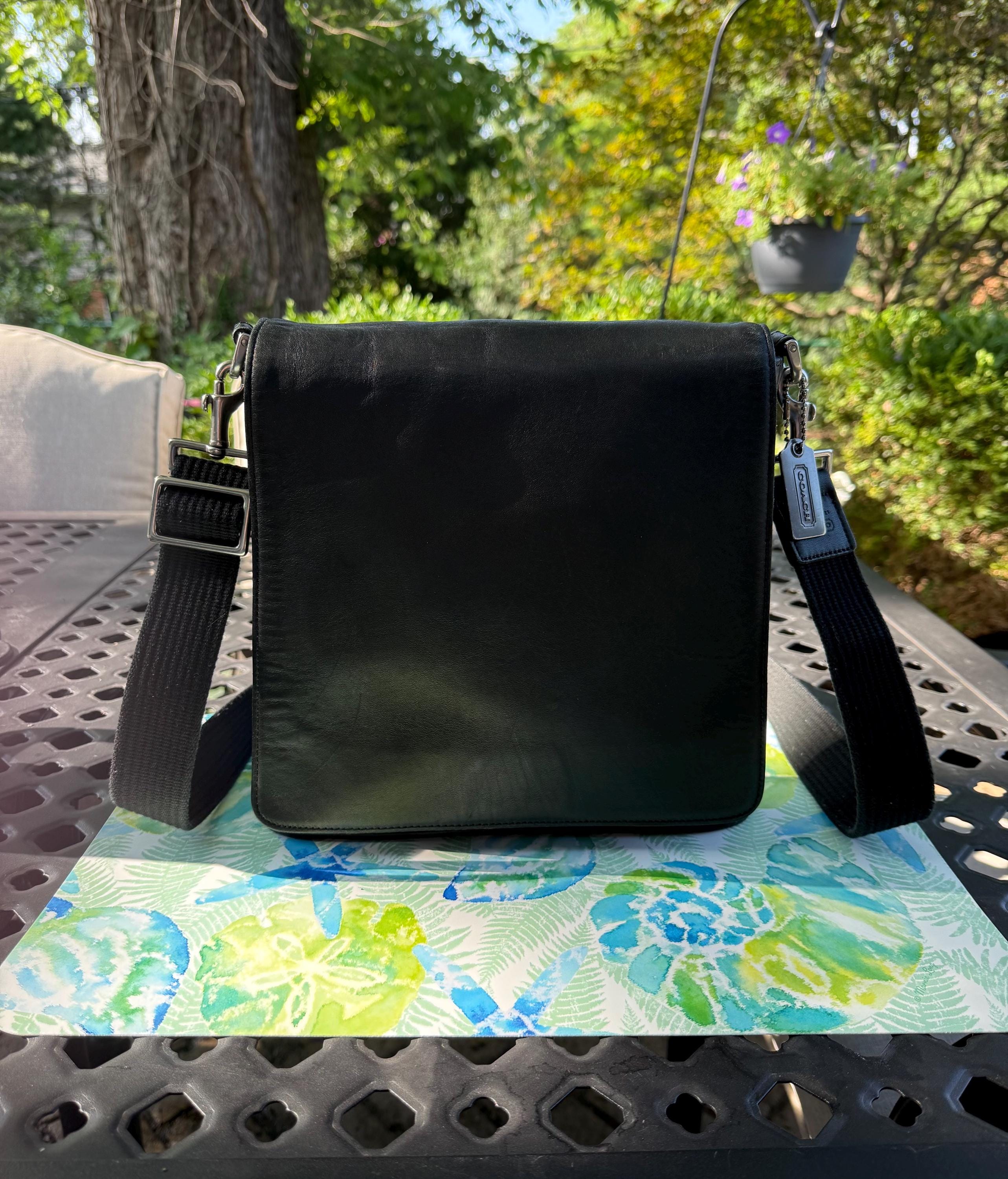 Vtg COACH Black Leather Bag: Vintage Legacy Metro Flap #9431 Great