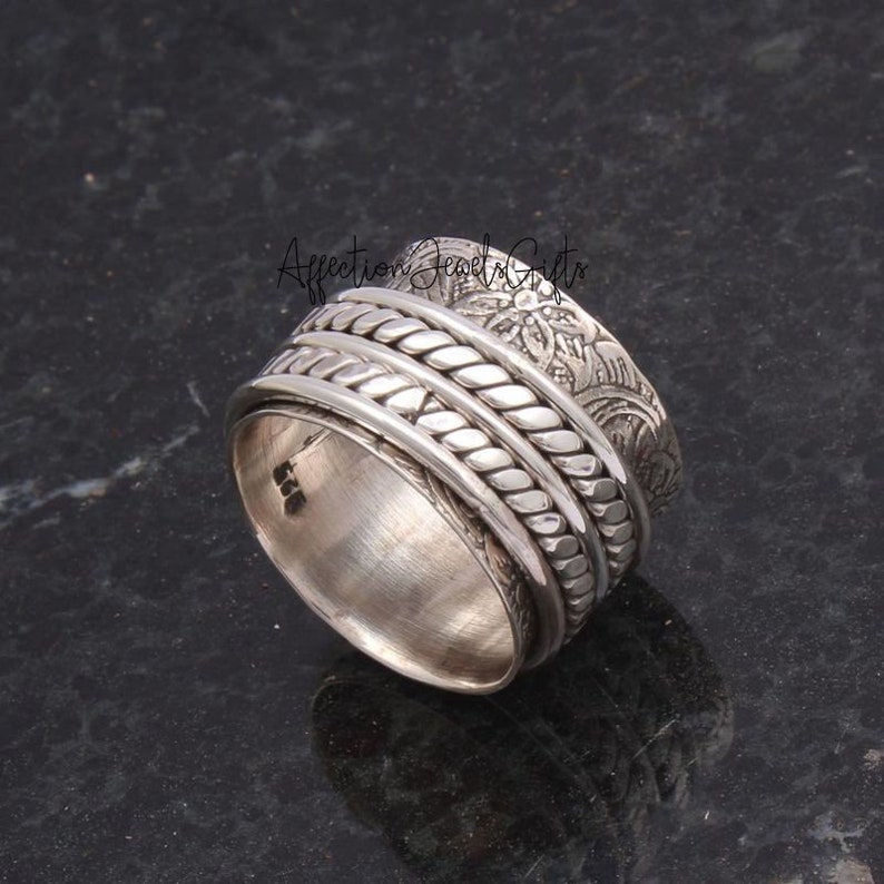 Women Ring Thumb Ring Meditation Ring Promise Ring Worry Ring Gift For Her Spinner Ring Bohemian Ring Fidget Ring 925 Silver Ring