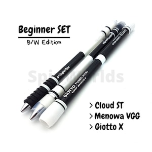 May include: A set of three black and white pens with the text "Beginner SET B/W Edition" and the names of the pens: "Cloud ST", "Menowa VGG", and "Giotto X".