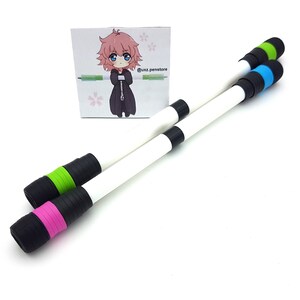 May include: Three white dry erase markers with black and colored accents. The markers have a green, blue, and pink accent at the tip.