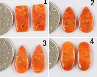 Natural Orange Copper Turquoise Gemstone 35x25x6.5 mm 1 Pcs Orange Mohave Cabochon Turquoise Jewelry Making Cabochon- OT276 Oval Shape