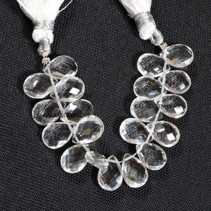 1 Strand Crystal Quartz 20 Pcs Approx. 10X7 mm Pear Briolette Cut Strand Pear Beads For Nacklace Use For Women, Girl, Girlfriend Gif For Her