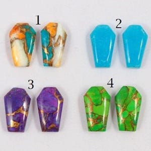 Natural Mix Turquoise Gemstones Coffin Shape Approx.10X7 MM To 17X10 MM Top Cabochon Flat Bottom High Polished Gemstone Item Use for Jewelry