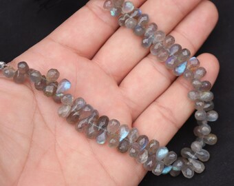 8 Inch Labradorite 77 Pcs Approx. 9X5 mm Drops Cut Briolette Cut Strand Beads For Nacklace Natural Labradorite Drops Beads Cut Tear Drops
