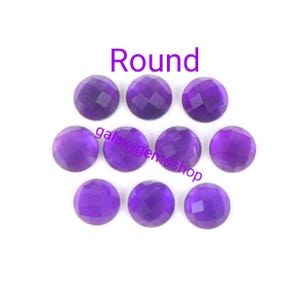 Afrikaanse amethist 6 mm tot 20 mm rond kussen 8 x 6 mm, 25 x 18 mm ovaal, peervorm bovenkant roos geslepen platte onderkant sieraden maken amethist