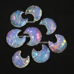Angel Aura Opalite Moon Crescent Moon Approx. 28 mm To 33 mm Moon Angel Aura Opalite Moon Loose Crystal Moon Jewelry Making Loose Gemstone