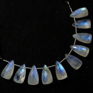 10Pcs Rainbow Moonstone Beads Fancy Shape Approx.16X8 MM Briolette Cut Both Side Cut Handmade Loose Gemstone Rainbow Moonstone Briolette Cut