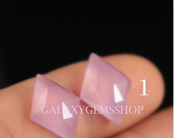AAA+ Quality Natural Lavender Chalcedony 1 Pair Mix Shape Rose Cut Flat Bottom Jewelry Making Loose Gemstone Lavender Rose Cut Flat Bottom