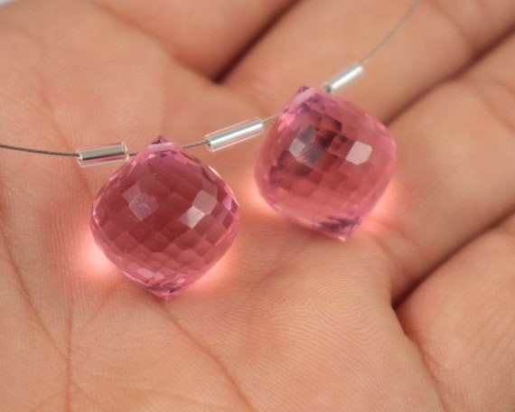 1 Pair AAAA Pink Morganite Quartz Approx. 12X10 MM to 17X15 MM