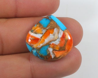 Cabujón de turquesa y cobre ostra de calidad AAA+ con forma mixta, base plana y lisa para la fabricación de joyas. Piedra preciosa suelta de turquesa y cobre ostra.