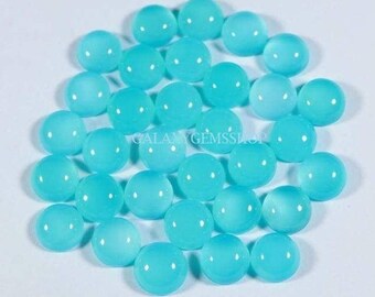 Paraiba Chalcedon 4 mm bis 20 mm runde Cabochon glatte flache Boden Schmuck machen lose Edelstein