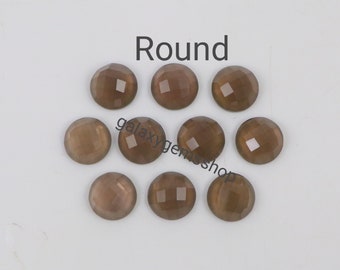 Quarzo fumé da 6 mm a 20 mm, taglio rotondo a cuscino da 8 x 6 mm a 25 x 18 mm, taglio ovale, taglio a rosa a pera, taglio a rosa, base piatta, per la creazione di gioielli, quarzo fumé naturale
